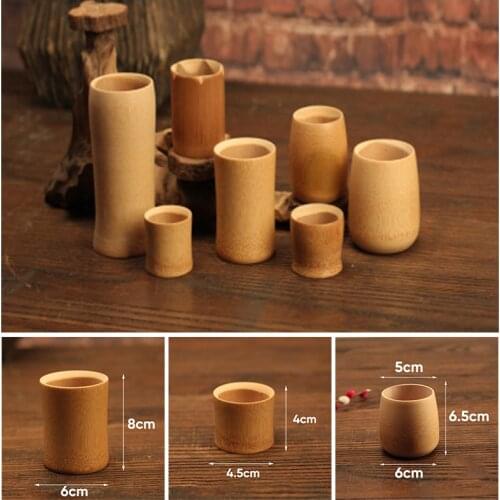 1pc Bamboo Cup Natural Water Tea Beer Coffee Kitchen Supplies Juice Drink Cup Three Sizes Bamboo Carving Cup