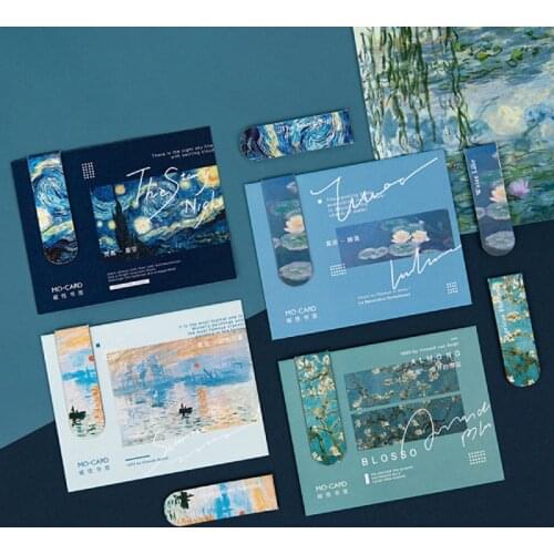 1pcs Magnetic Bookmarks, Bullet Journal Accessories Van Gogh Monets Artistic book marker Stationery Student Office Supplies