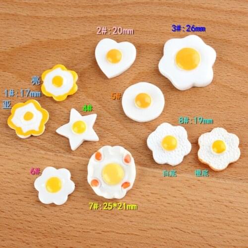 10pcs Resin food star flower round heart circle shape fried egg charms ornament decoration Jewelry making Handicraft Material