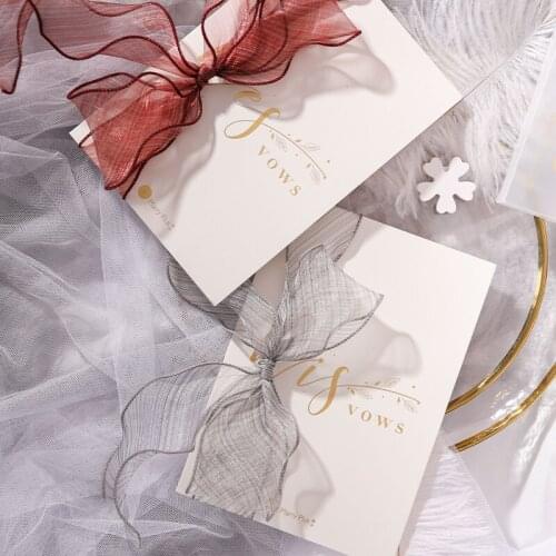 2pcs European wedding ceremony party vows hand oath card ins net celebrity romantic red ribbon books photo props