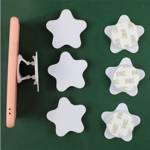 2pcs star concave mobile phone holder folding stretch bracket DIY rotating phone finger ring holder with sticker