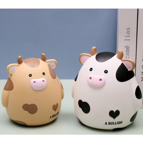2021 Piggy Bank Cute Cow Shatterproof Money Saving Box Plastic Cow Piggy Bank Convenient Opening Design Gift For Children