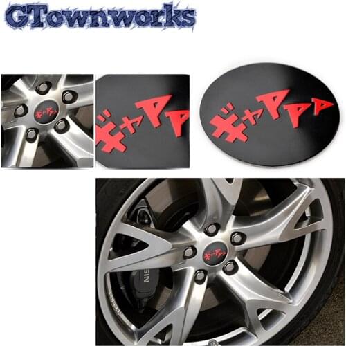 4pcs 49.5mm Car Wheel Center Hub Caps Sticker Logo Fit For OZ Drifting Onomatopoeia Japanese Series Black Red Aluminum Label