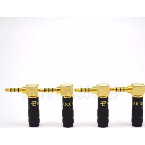 4pcs Pailiccs 3.5mm Black L Shape 90 Degree Jack Audio Connector male adapter For DIY headphone cable Solder 4 pole
