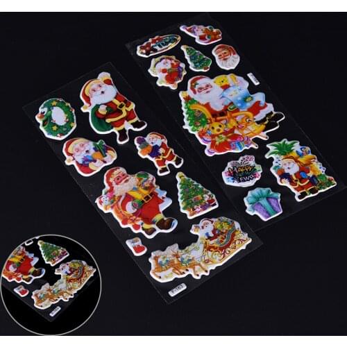 5 Sheets 3D carton bubble sticker of Merry Christmas santa claus puffy stickers for kids birthday present