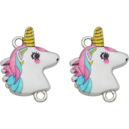 Antique Silver Plated Enamel Unicorn Charms Pendants Jewelry Making Bracelet Accessories Diy Jewelry Handmade Findings 24x18mm
