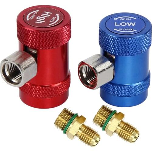 Auto R1234yf Quick Couplers Manual Couplers Adapters with 1/4" Male Port for A/C Refrigerants Manifold Gauge Set Set of 2