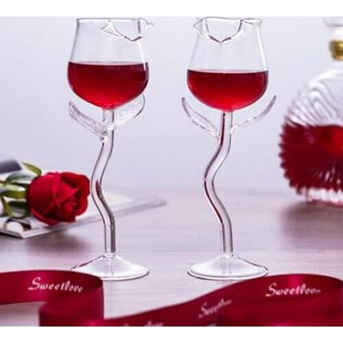 Wine Glass Exquisite Stable Base Transparent Rose Shape Goblet Cup for Party Bar Glass Goblet Drinkware Gift for Girlfriend
