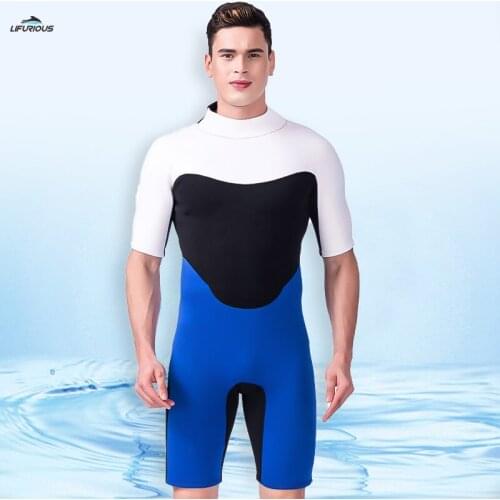 One-piece Neoprene Wetsuit for Men Back Zip Shorty Scuba Rash Guard Swimsuit Jumpsuit Surfing Swimming Scuba Diving Skin