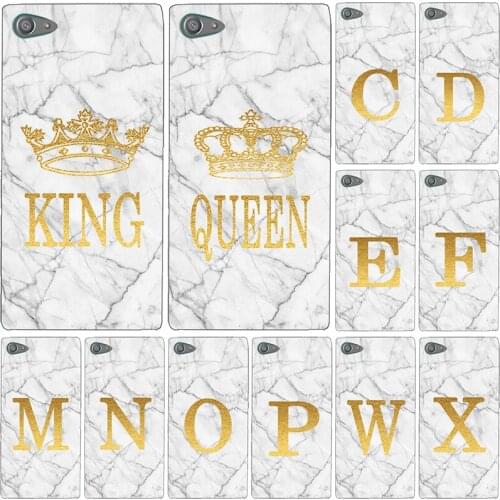 Phone Case For Sony Xperia Z1 Z2 Z3 Z4 Z5 Compact Premium White Marble Golden English Letter Fashion Name Back Cover Shell