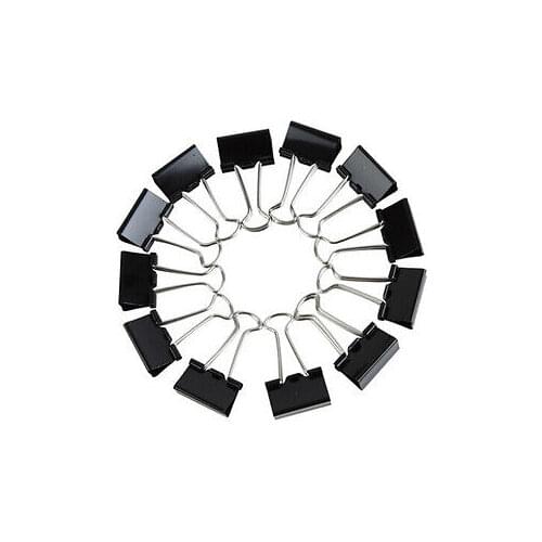 Metal Black 25mm Width Office Binder Clips 12 Pcs