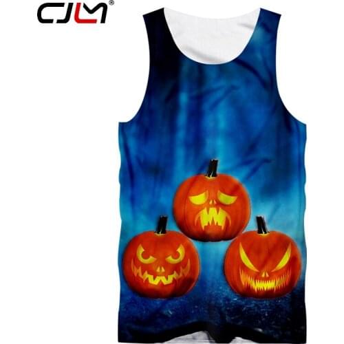 CJLM New 3D Printed Funny Flame Pumpkin Mens Tank Top Halloween Theme Clothing Wholesale Personality Man TankTop