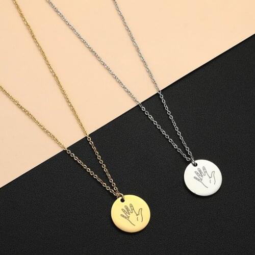 Cxwind Fashion Hand Palm Gesture Necklaces Womens Hip-hop Coin Disc Pendant Necklace Jewelry Chain Necklace Punk Jewelry Gift