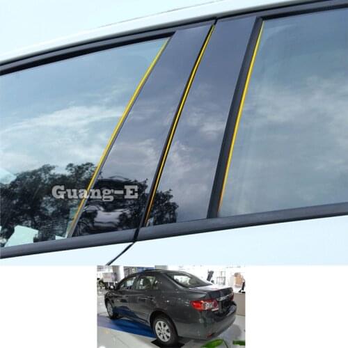 For Toyota Corolla Altis 2008-2013 Car PC Material Pillar Post Cover Door Trim Window Piano Black Molding Sticker Plate