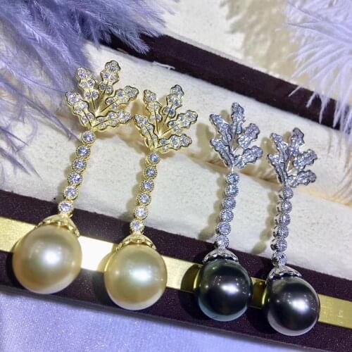 New Arrival 925 Sterling Silver Earrings Findings Settings Mountings Jewelry Parts Fittings for Pearls Coral Jade Agate Beads