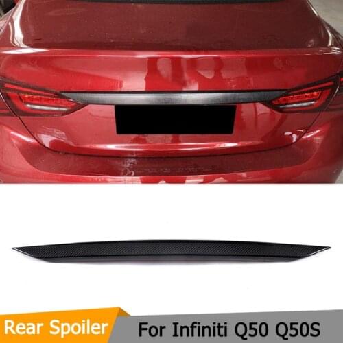Carbon Fiber Rear Trunk Lip Spoiler Wing for Infiniti Q50 Q50S 2018 Rear Trunk Tailgate Door Trims