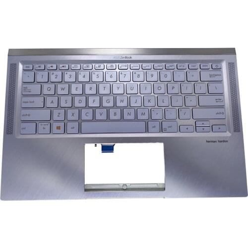 Backlit Keyboard for ASUS ZenBook 14 UM431D UM431DA UX431FA UX431FL US silver Topcase Palmrest 9Z.NFKBN.401 90NB0MB1-R30US0 work