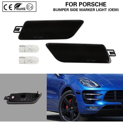OEM style 2X Smoke lens Bumper side marker lamp light for Porsche Macan 2014-2019 US Version