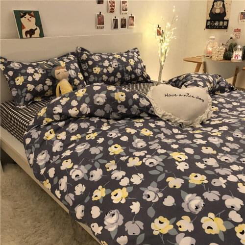 Pastoral Bedding Set Vintage Floral Style Girls Flat Sheets Bed Linen Duvet Quilt Cover Pillowcase for Family Queen Full Bed