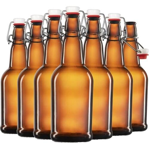 Creative Glass Drink Bottle Beer Airtight Lid High Quality With Snap Attached Cap Great Sturdy Bottom For Any Beverage