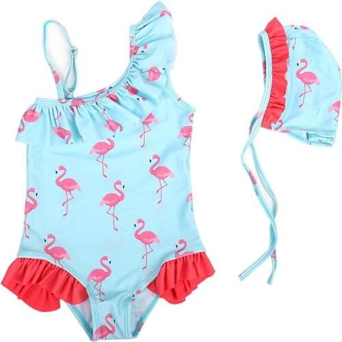 Swimwear Swimable Kids Swimwear For Girls Children Bikini Swimwear Wetsuit Baby Girls Swimwear Swimable Bathwear Cap+Bodysuit