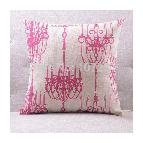 Square Vintage Retro 45cm x 45cm Home Decor Girls French Chandelier Linen Cushion Cover