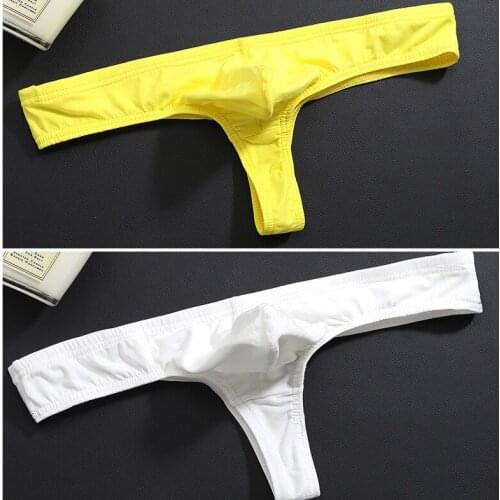 Men Lingerie Underwear Bulge T-back Mens Solid Thongs G Strings Pounch Breathable Sexy Underwear Low-rise Thong Underpants