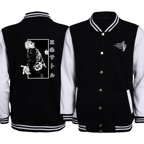 Japan anime Jujutsu Kaisen printed men baseball jackets fashion harajuku sportswear coats cartoon vintage mens coat jacket