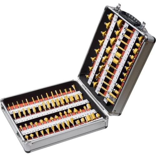 Woodworking Milling Cutter Set Combination Flower Cutter 100 Piece Set Trimming Machine Tool Head Come with Tools Box