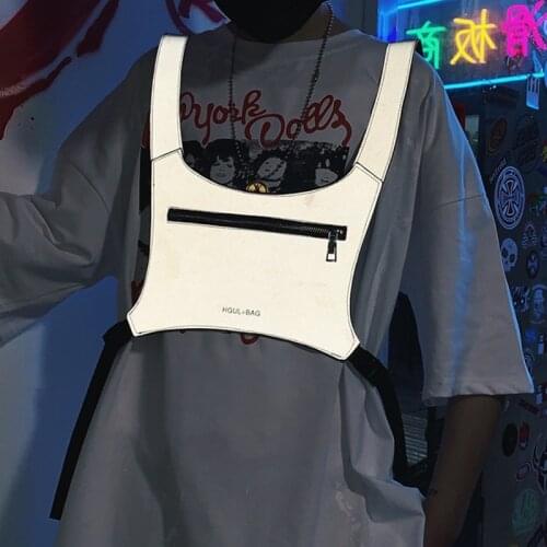 New Mens Reflective Breast Rhinestone Bag Practical Cloth Breast Bag Hip Hop Thin Skinny Fashion Streetwear
