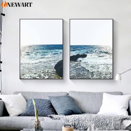 Landscape Nordic Canvas Painting Wall Poster Print Ocean Wave Modern Wall Art for Living Room Home Design Decoration Picture