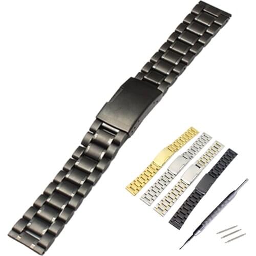 18 20 22 24mm New Women Man Silver Brushed Solid Stainless Steel Bracelet Watch Band Strap Belt Folding Clasp relogio masculino