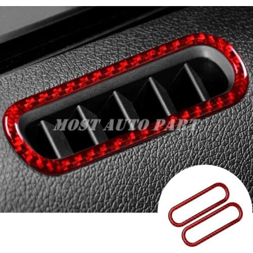 Carbon Fiber Car Door Air Vent Outlet Cover Trim 2pcs For Ford Mustang 2009-2013 Red/Black Car Decoration