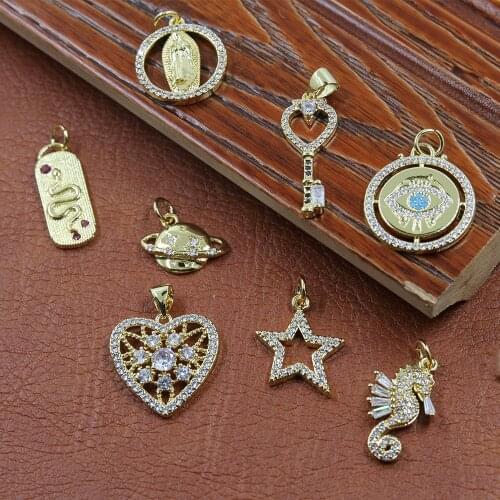 Sun Pendant Charms for Jewelry Making Moon Star Butterfly Jewelry Charms Diy Earrings Necklace Bracelet Make Gold Copper Zircon