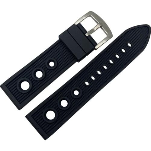 Nature Rubber Watch band 22mm Black Watchband Bracelet For navitimer/avenger/Breitling and tools DIY Replace