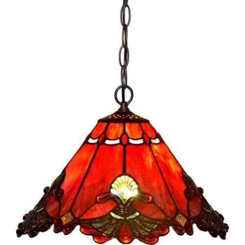 Luxurious Glass Tiffany Suspension for Foyer Dining Room Bar Apartment Vintage Loft Red Glass Pendant Light 1132