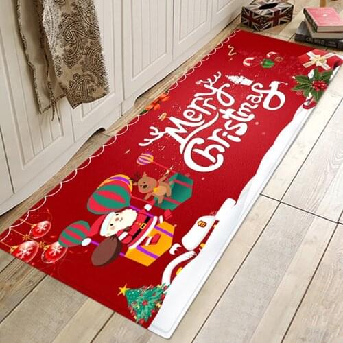 Christmas Floor Mat Floral Print Rectangle Carpet Footcloth Decorative Tools for Bedroom Living Room Home Hotel Shops Xmas New
