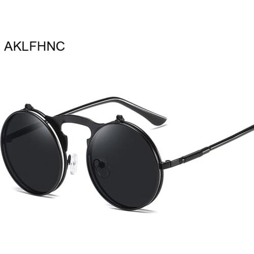 Steampunk Sunglasses Women Round Glasses Goggles Men Side Visor Circle Lens Unisex Vintage Retro Style Punk Oculos De Sol