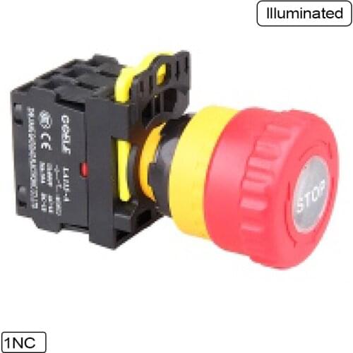 5 PCS Emergency stop pushbutton LED (22-30mm aperture) 10A Twist Release Pull Release Waterproof IP65 1NO 1NC 2NO 2NC