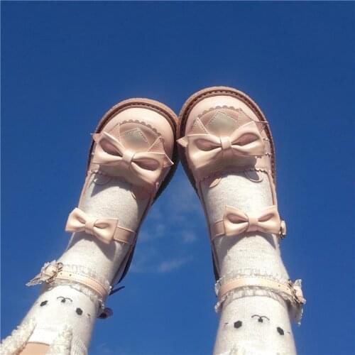 Platform Jk Uniform Loli Shoes Lolita Big Size 41 Round Toe Lolita Shoes Anime Cosplay Bowknot Kawaii Flats Japanese Style Cos