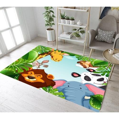 Funny Cartoon Panda Lion Giraffe Living Room Childrens Room Floor Carpets Kitchen Area Rugs Mat Bathroom Non-Slip Mat Carpets