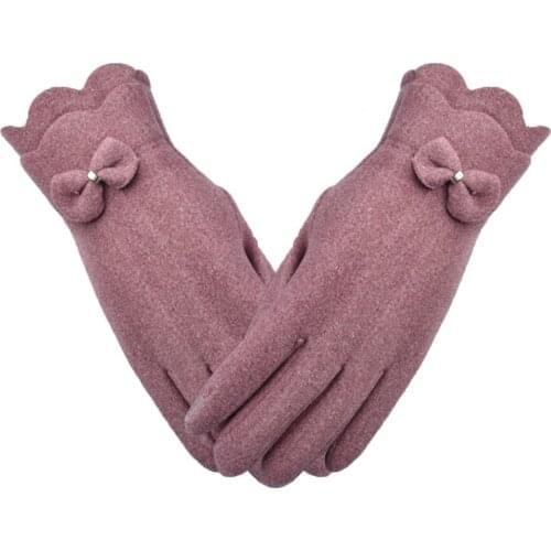 1 Pair Bowknot Gloves Women Touch Screen Mittens Warm Winter Anti Slip Motorcycle Supplies Cycling Driving Gloves 2021 New