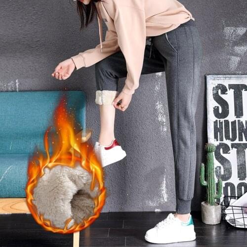 Winter Thicken Fleece Women Sport Pant Warm Loose Sweatpant Female Running Jogging Workout Fitness Leisure Trousers Sportswear