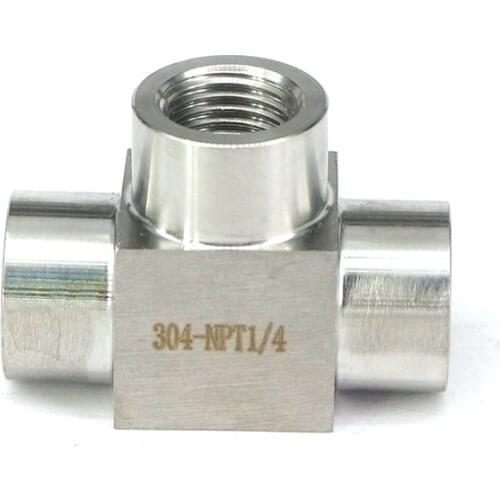 1/4" NPT Female Pressure 4000 PSI 304 Stainless Steel Tee 3 Way Pipe Fitting Water Gas Oil
