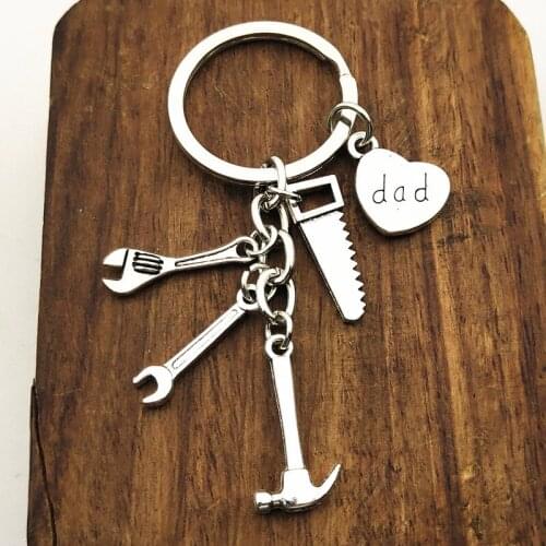 1PC Fashion Jewelry Mini Tool Keychain, Daddy Keychain , Hammer wrench Charm Keychain , Silver Dres S elegant Diy Handmade