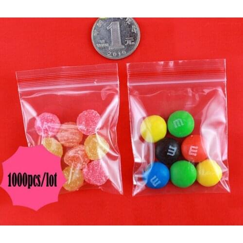 1000pcs Clear Zip Lock Plastic Storage Packaging Bags Food Candy beans Jewelry Reclosable Thick PE Self Sealing Small Package