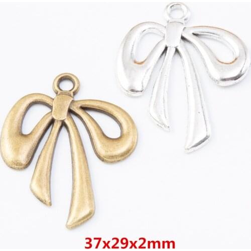 15 pieces of retro metal zinc alloy Bow pendant for DIY handmade jewelry necklace making 7700