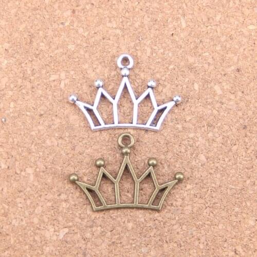 18pcs Charms hollow crown 20x30mm Antique Pendants,Vintage Tibetan Silver Jewelry,DIY for bracelet necklace