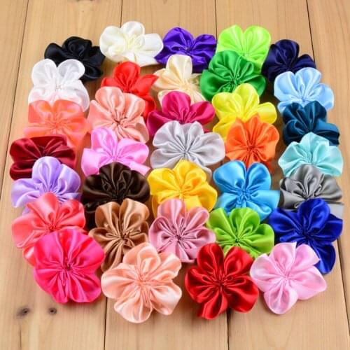 34pcs/lot 34 Color U Pick 1.8 Inch Mini Satin Ribbon Flowers DIY Decorations kids Boutique Hair Accessories TH27
