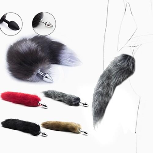 39cm Sex Toy Fox Tail Anal Plug Dog Tail Back Plug Metal Anal Plug Tail Plug Sex Toys For Woman Bondage Fox Tail Adult Toys